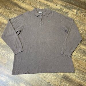 Lacoste Long Sleeve Polo Shirt Men's Size 9 4X Brown Pique Cotton Preppy Classic